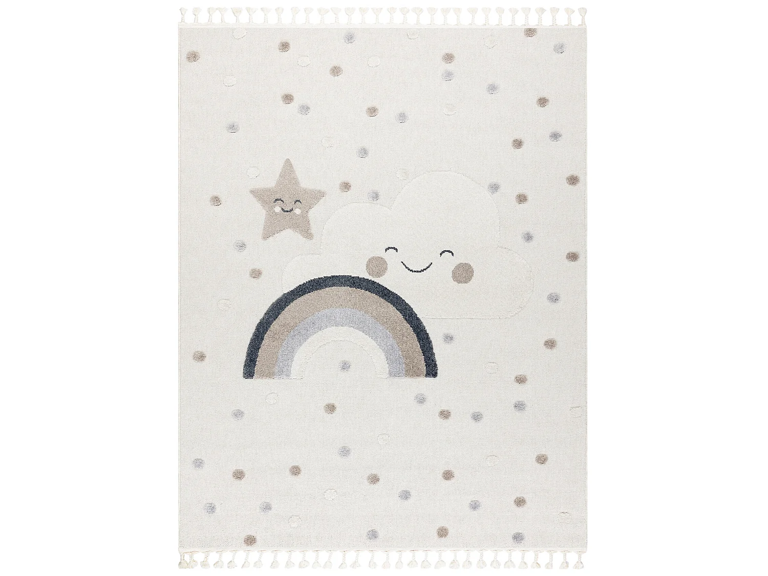 Teppich YOYO EY78 weiß / beige - Wolke, Regenbogen, Punkte für Kinde 200x290 cm