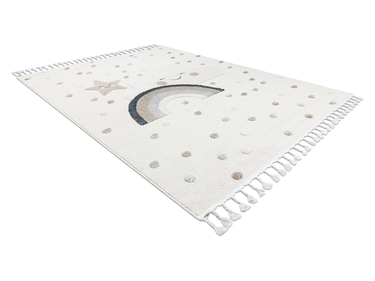 Teppich YOYO EY78 weiß / beige - Wolke, Regenbogen, Punkte für Kinde 200x290 cm