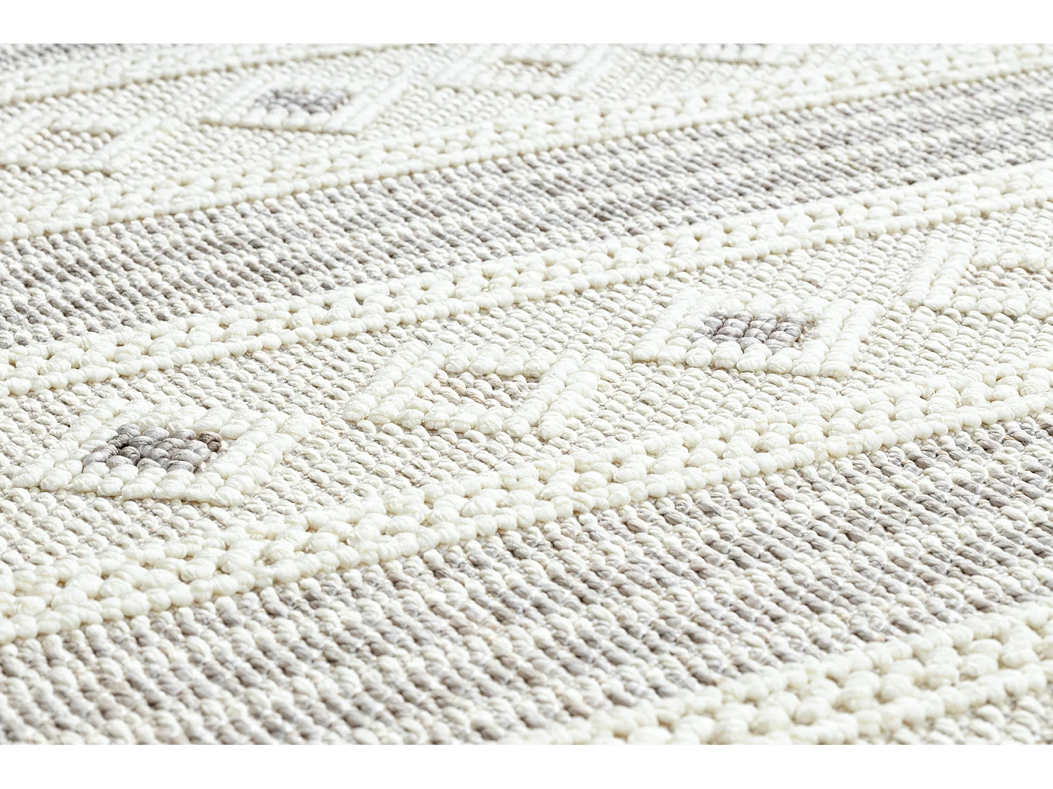 Tapis NANO FH69A Diamants, bouclé, tissé plat blanc / gris 120x170 cm