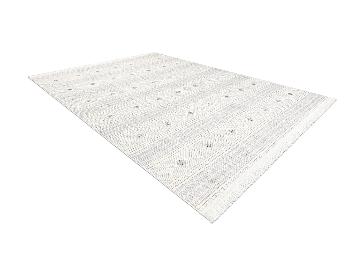 Vloerkleed NANO FH69A Diamanten, lus, platgeweven wit / grijs 120x170 cm