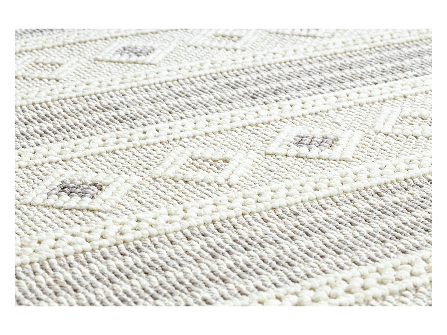 Vloerkleed NANO FH69A Diamanten, lus, platgeweven wit / grijs 120x170 cm
