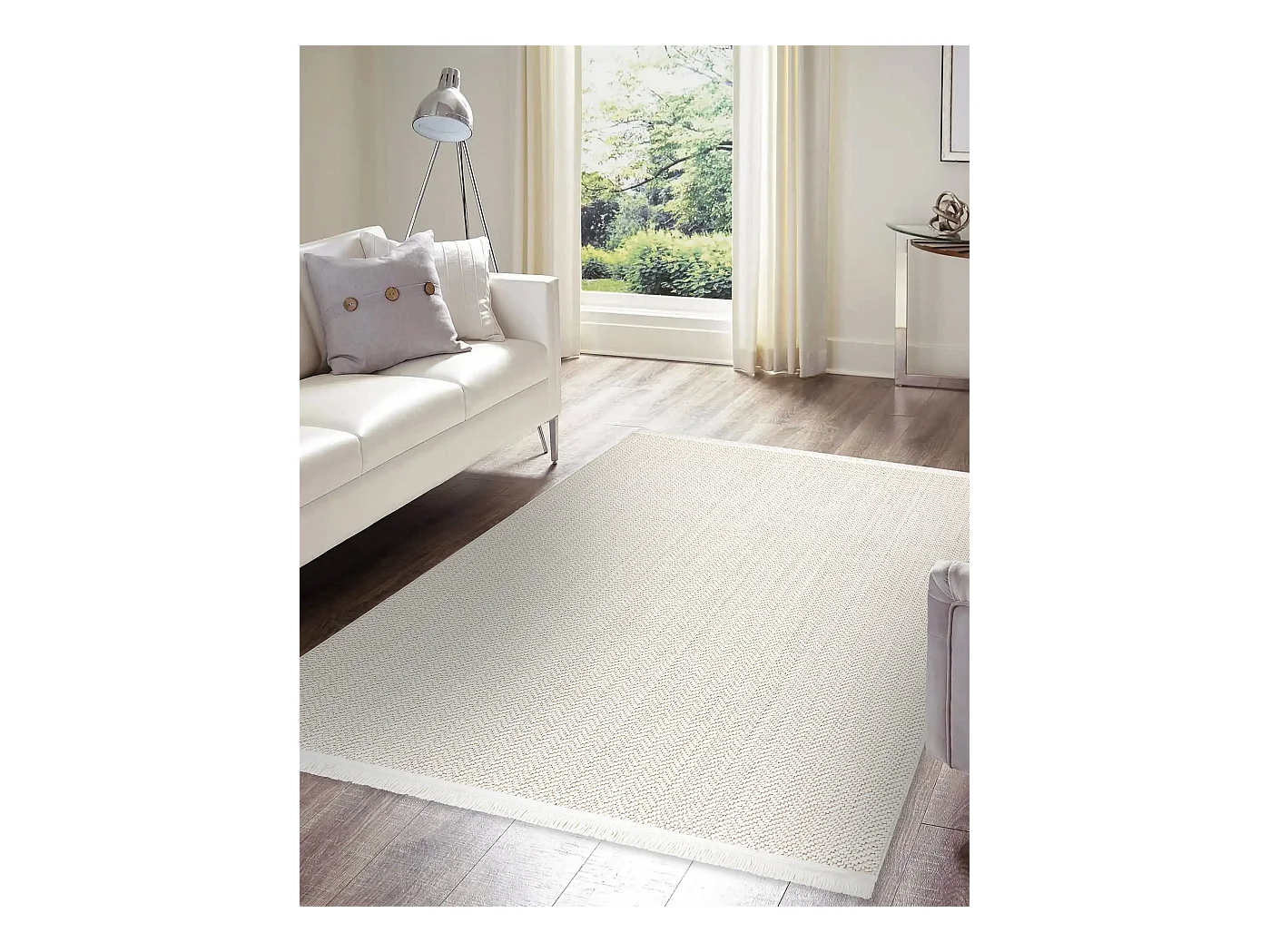 Vloerkleed NANO FJ86B Chevron, lus, platgeweven wit 120x170 cm