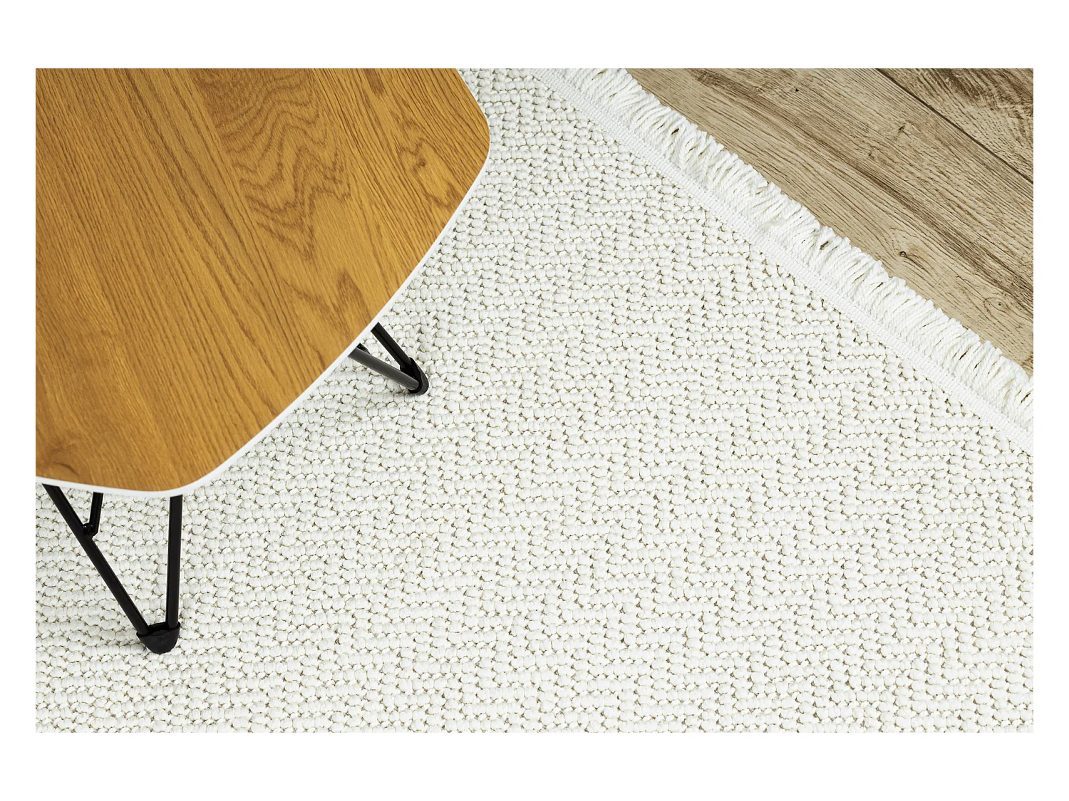 Vloerkleed NANO FJ86B Chevron, lus, platgeweven wit 120x170 cm