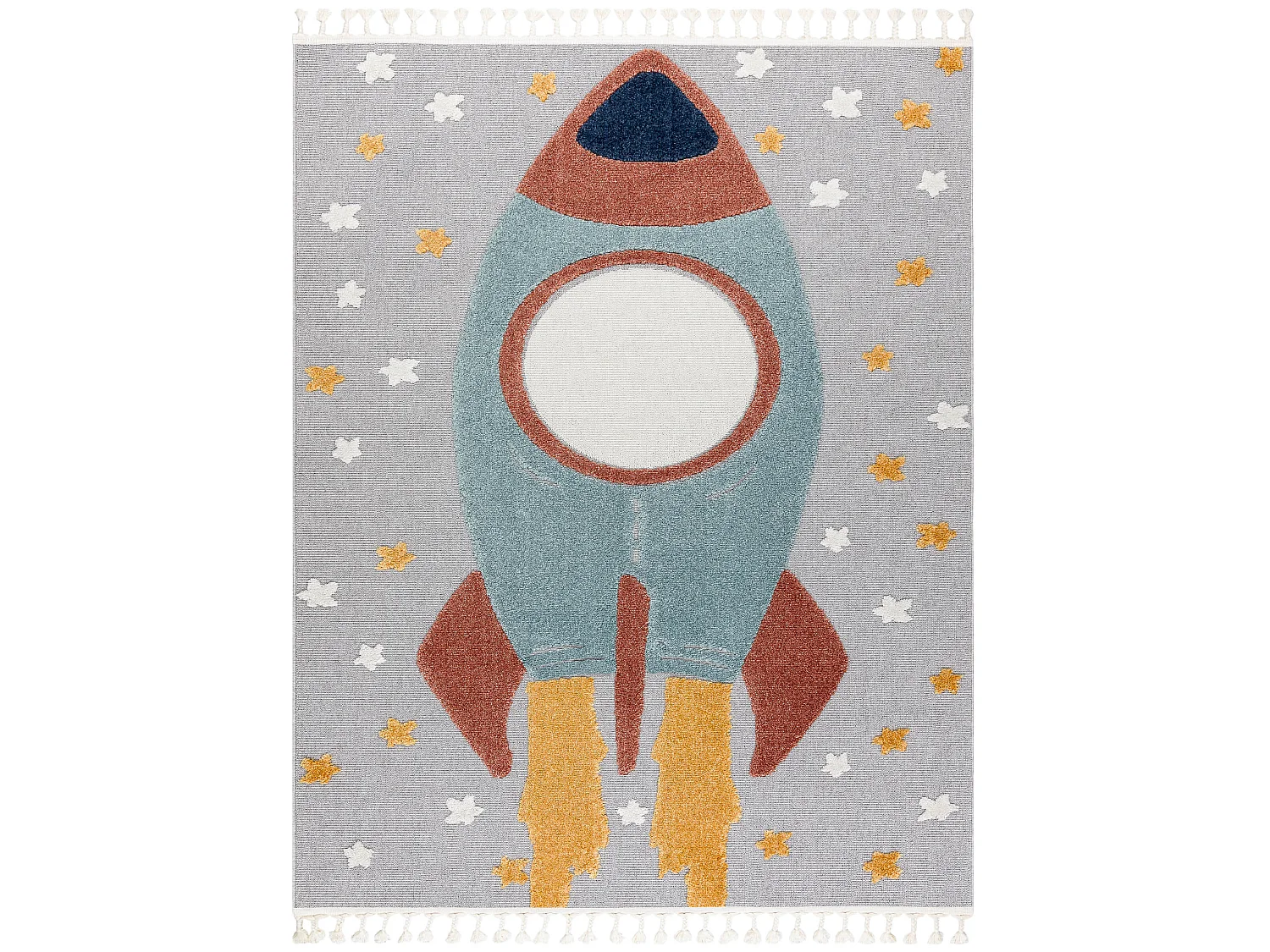 Tapis YOYO GD55 gris / bleu - étoiles, la roquette en peluche pour en 160x220 cm