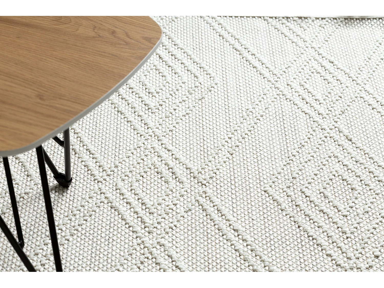 Tapis NANO EN14A Diamants, bouclé, tissé plat blanc 180x270 cm