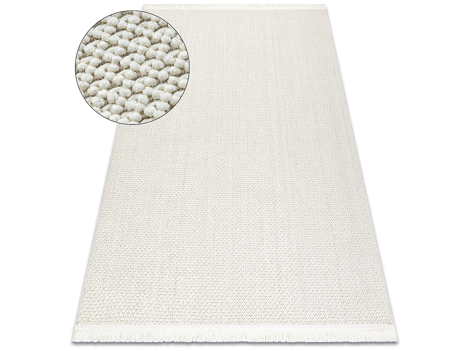 Tapis NANO FH92A Plaine couleur, bouclé, tissé plat blanc 180x270 cm