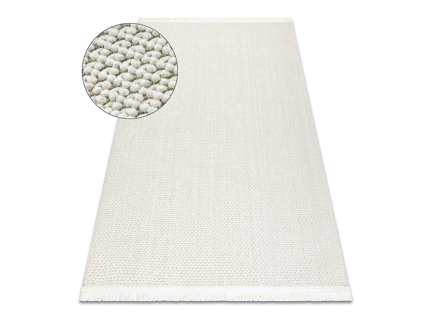 Vloerkleed NANO FH92A Enkele kleur, lus, platgeweven wit 80x150 cm
