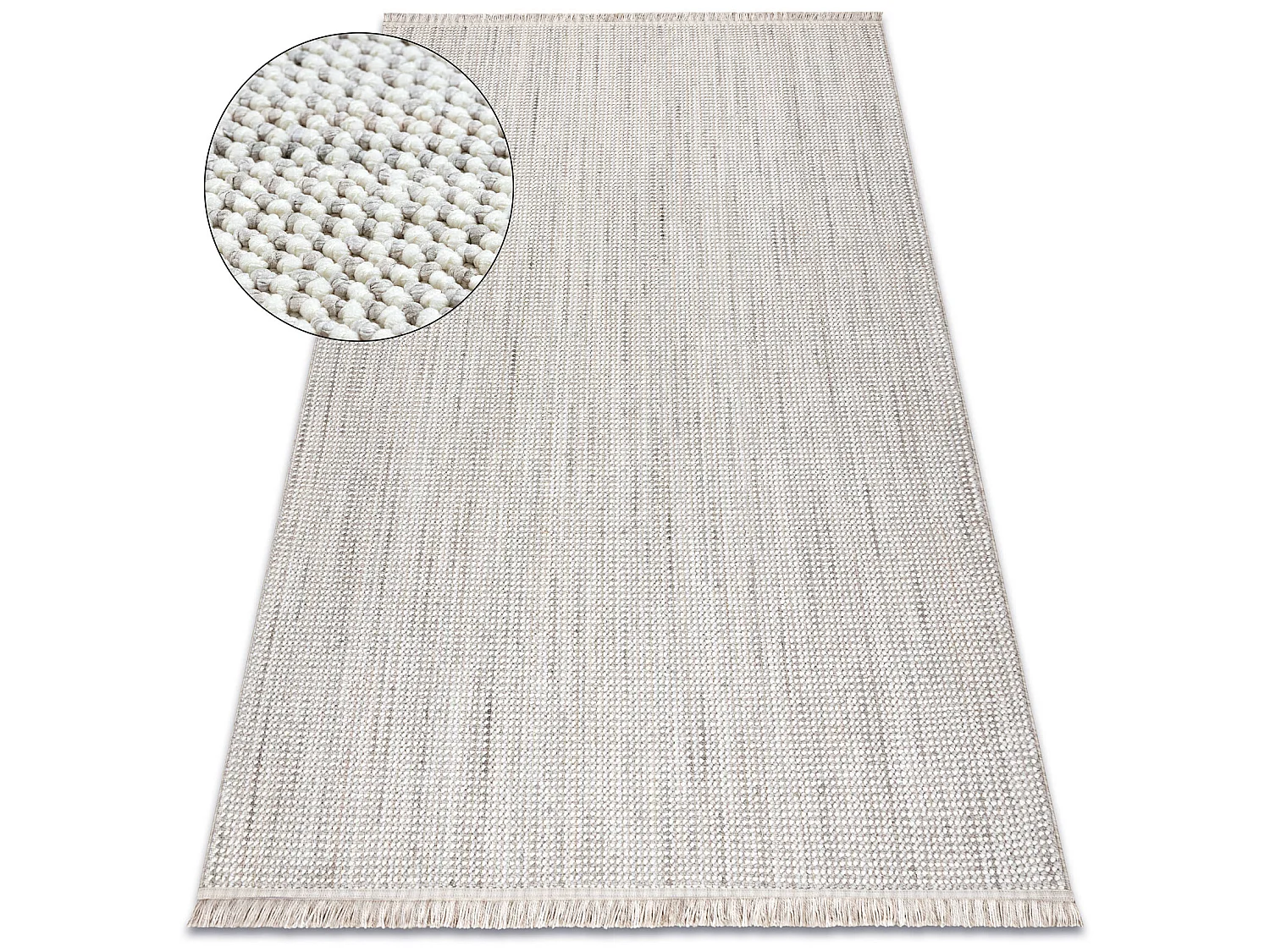 Vloerkleed NANO EO78B Melange, lus, platgeweven wit / grijs 180x270 cm