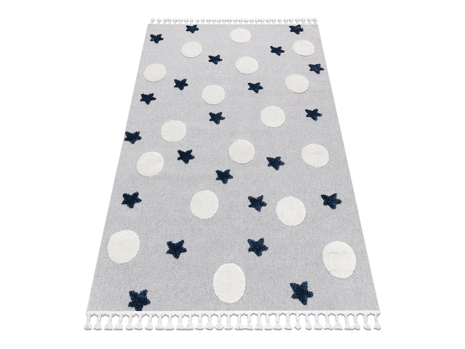 Tapis YOYO GD75 gris / blanc - étoiles, cercles en peluche pour enfan 160x220 cm