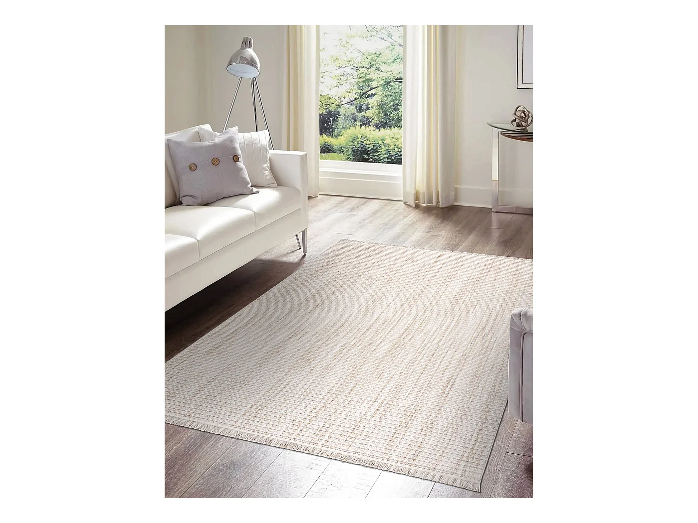 Vloerkleed NANO FH72A Melange, lus, platgeweven beige 160x220 cm