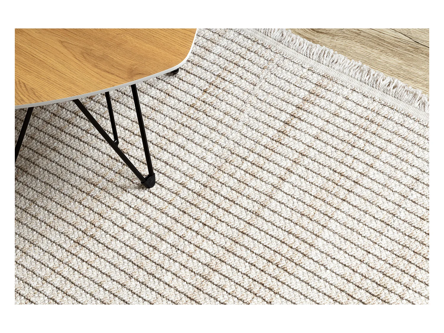 Vloerkleed NANO FH72A Melange, lus, platgeweven beige 160x220 cm