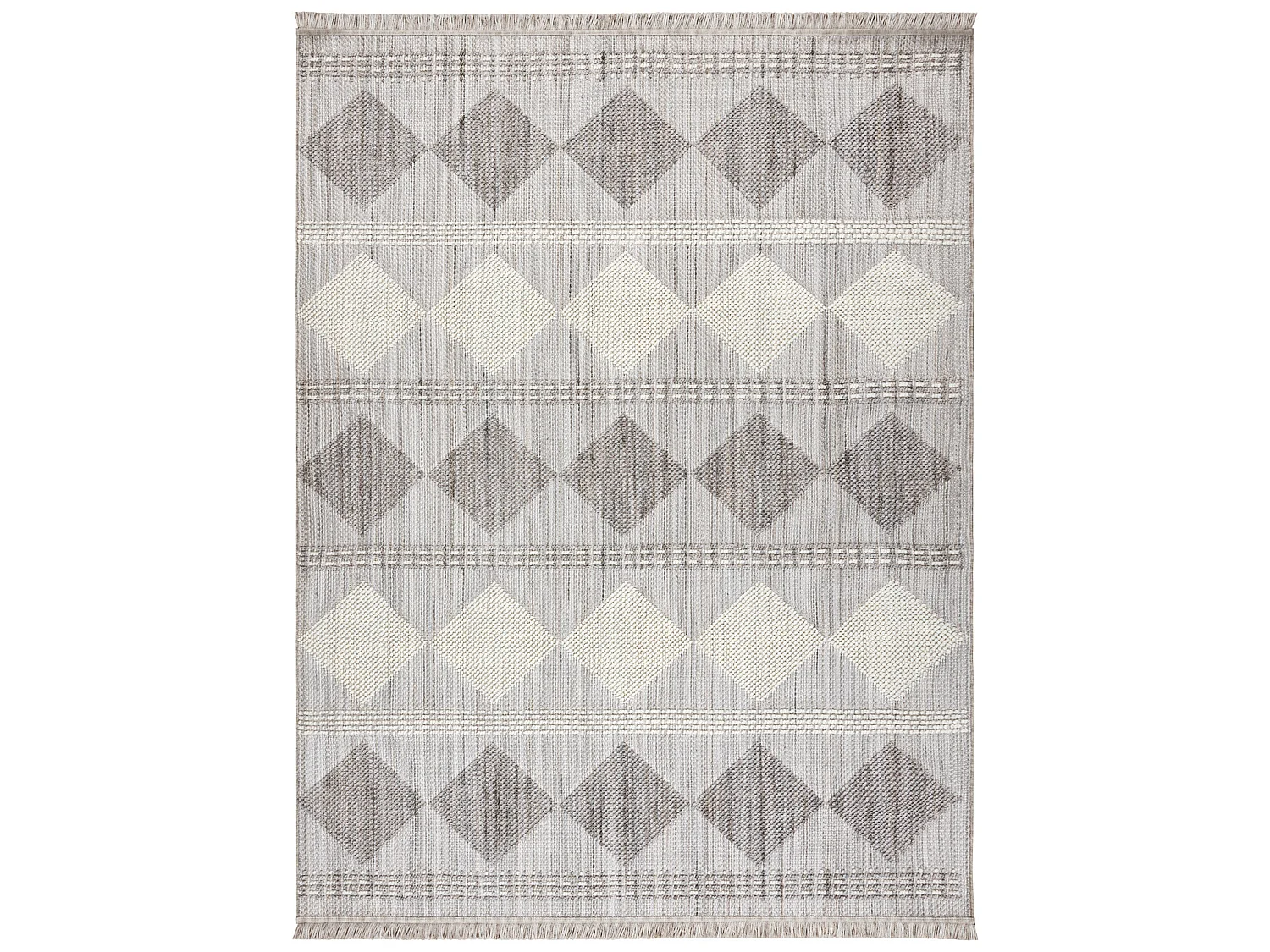 Tapis NANO EO61A Diamants, bouclé, tissé plat gris / blanc 80x150 cm