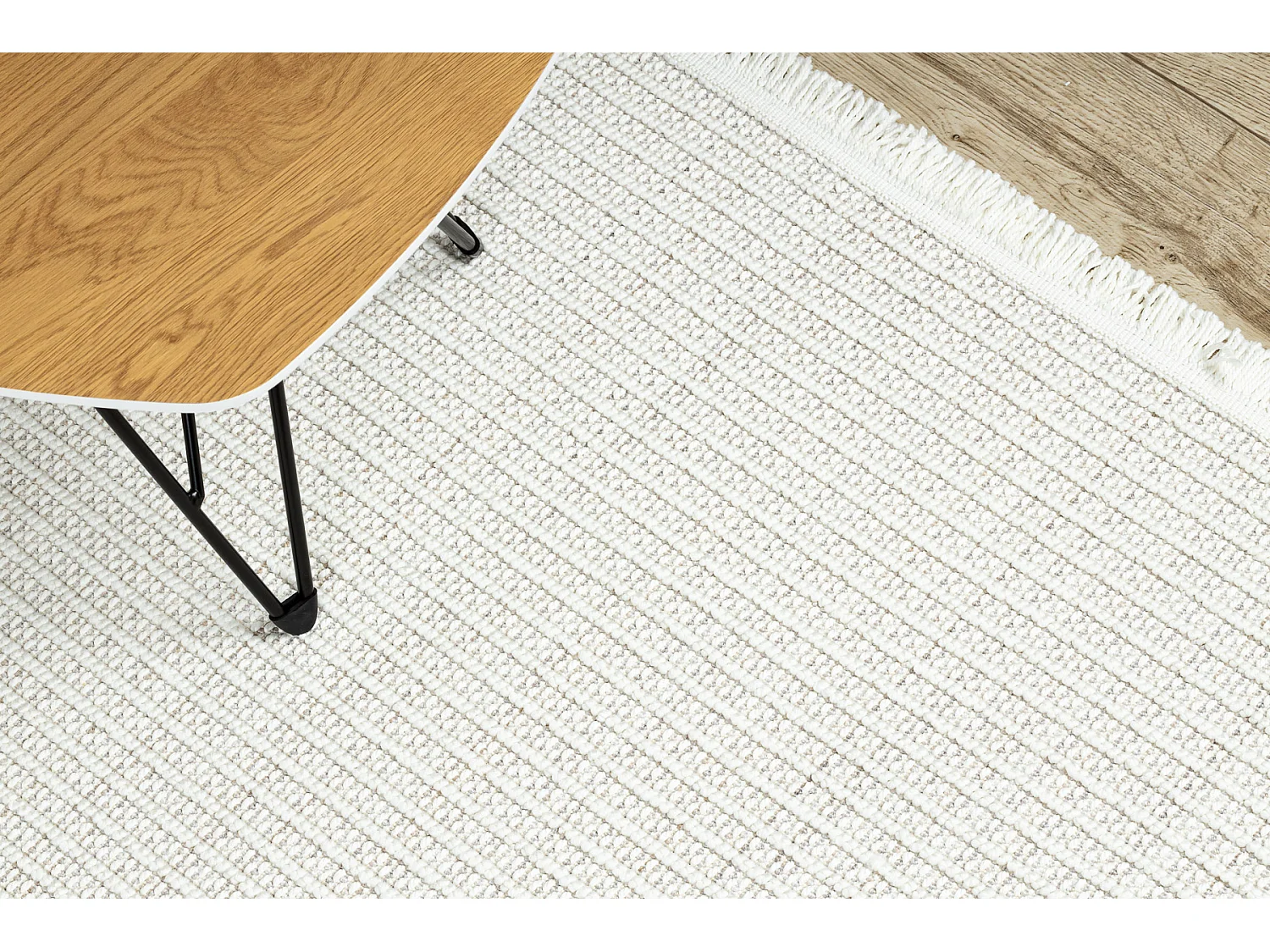 Vloerkleed NANO FH72A Melange, lus, platgeweven wit 240x330 cm