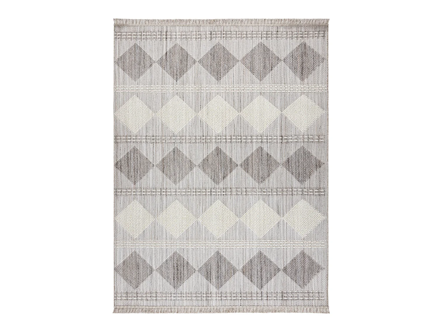 Teppich NANO EO61A Diamanten, Schlinge, flach gewebt grau / weiß 140x190 cm