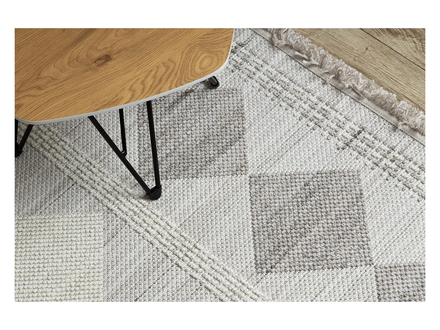 Teppich NANO EO61A Diamanten, Schlinge, flach gewebt grau / weiß 140x190 cm