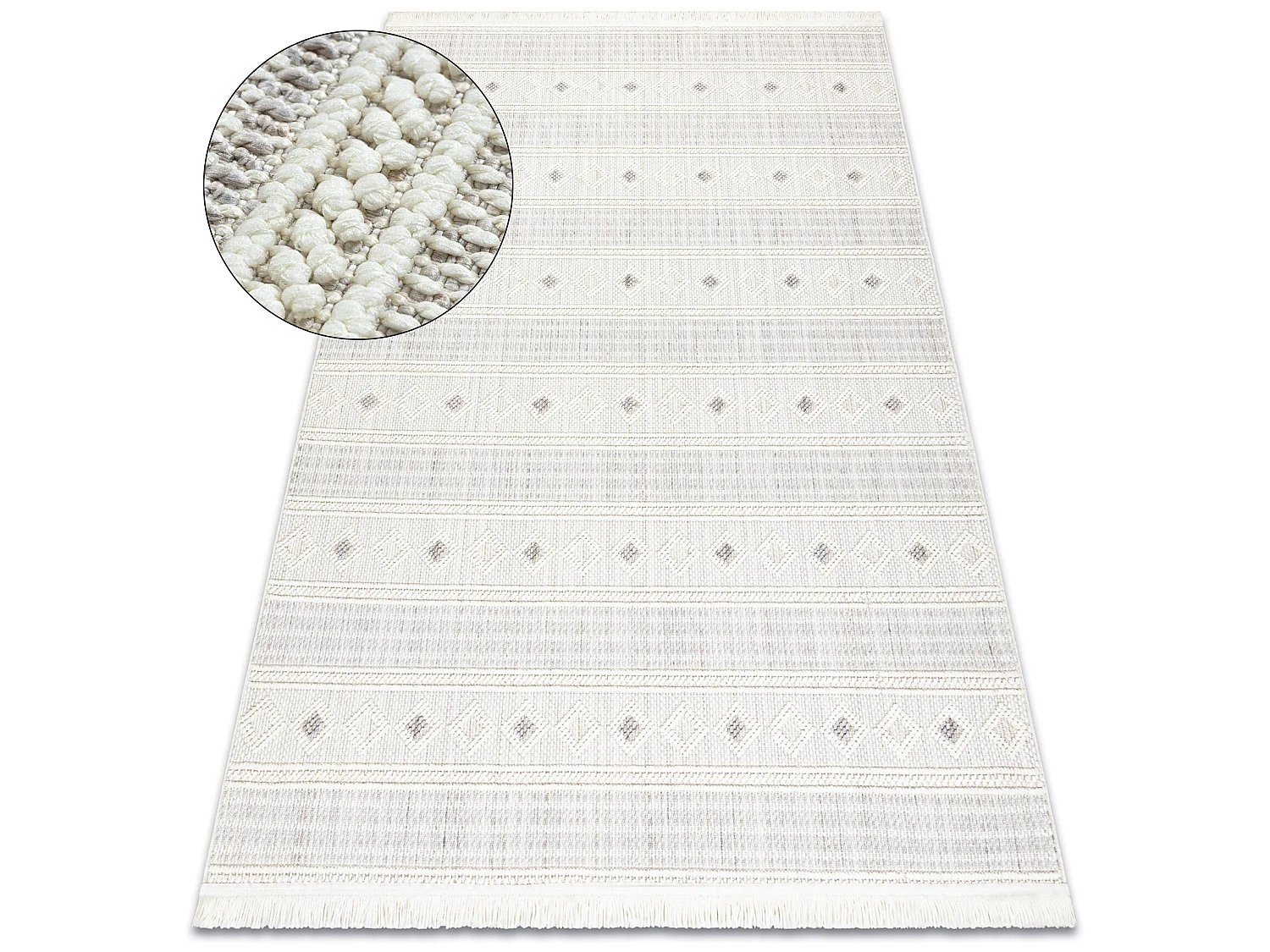 Vloerkleed NANO FH69A Diamanten, lus, platgeweven wit / grijs 200x290 cm