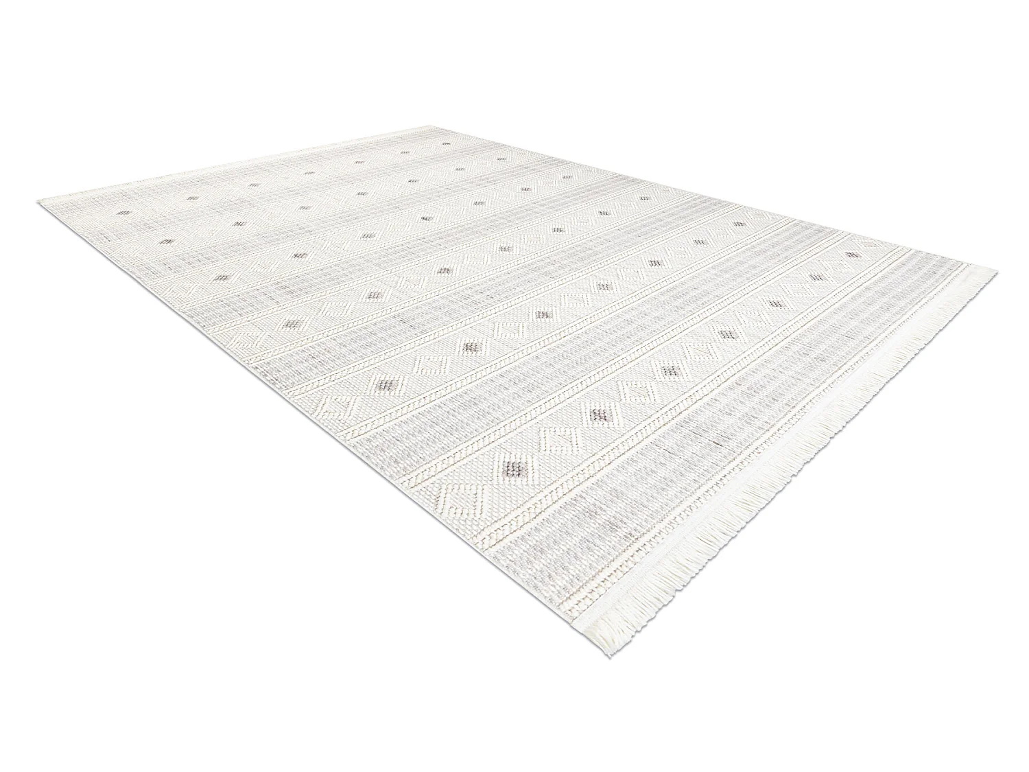 Vloerkleed NANO FH69A Diamanten, lus, platgeweven wit / grijs 200x290 cm