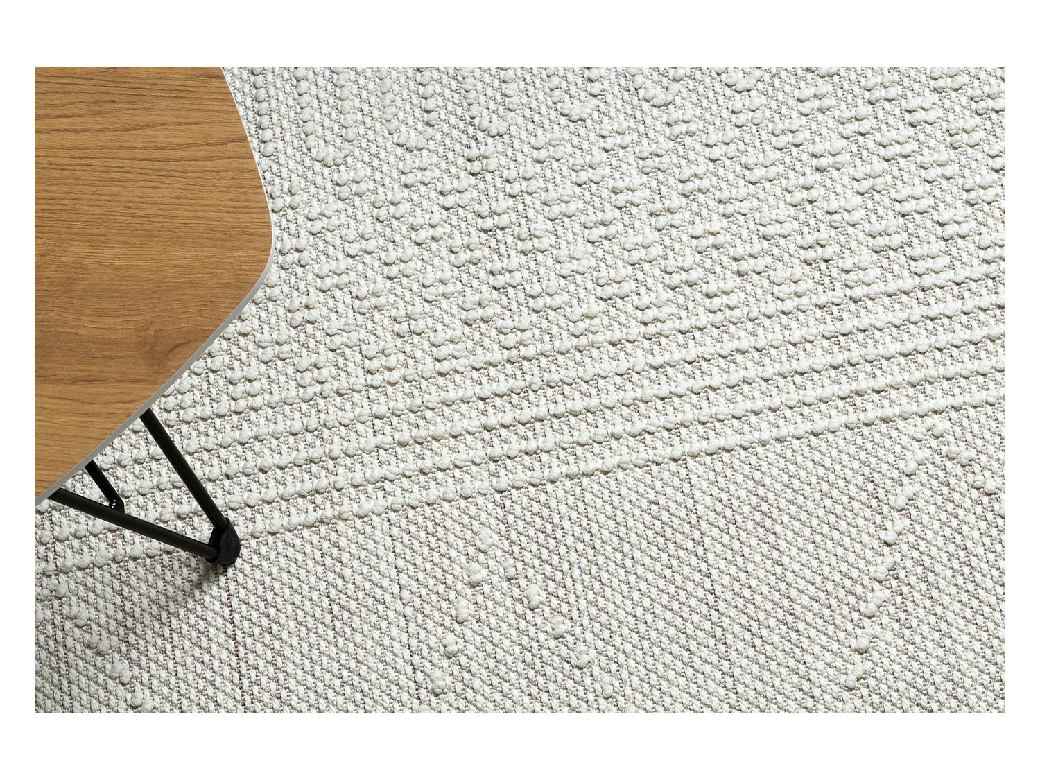 Vloerkleed NANO EM52A Diamanten, lus, platgeweven wit 120x170 cm
