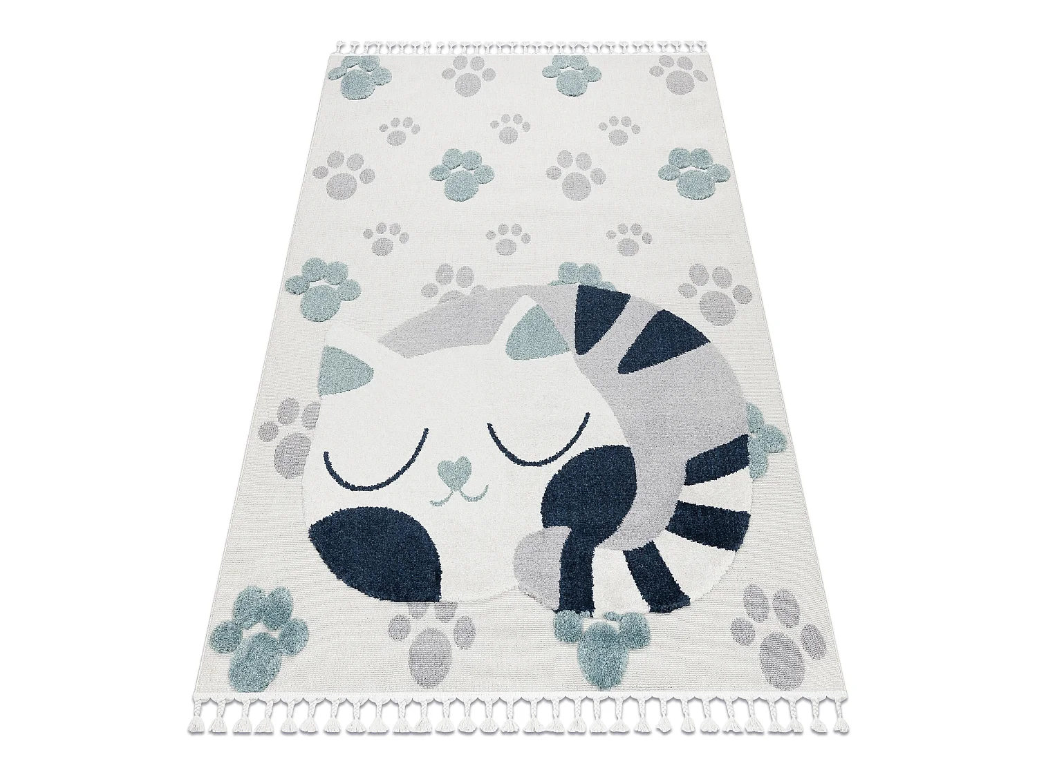 Tapijt YOYO GD59 wit / grijs - Kat voor kinderen, structurele, sensori 120x170 cm