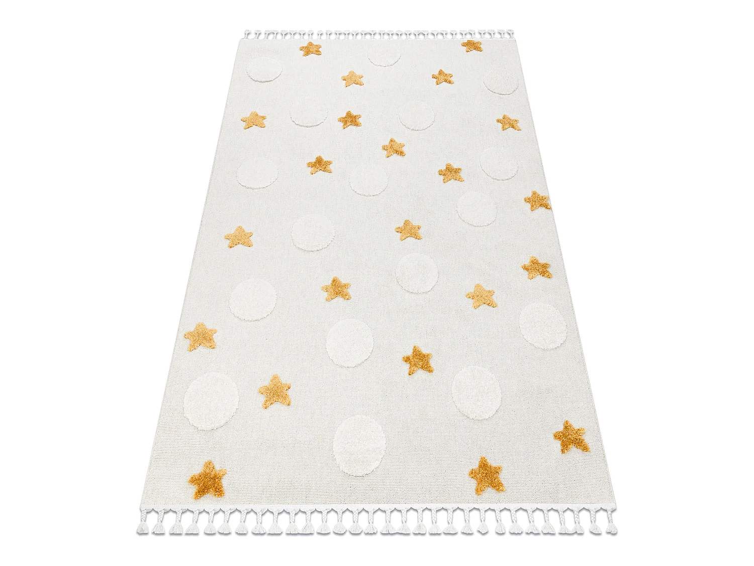 Tapis YOYO GD75 blanc / orange - étoiles, cercles en peluche pour enf 120x170 cm