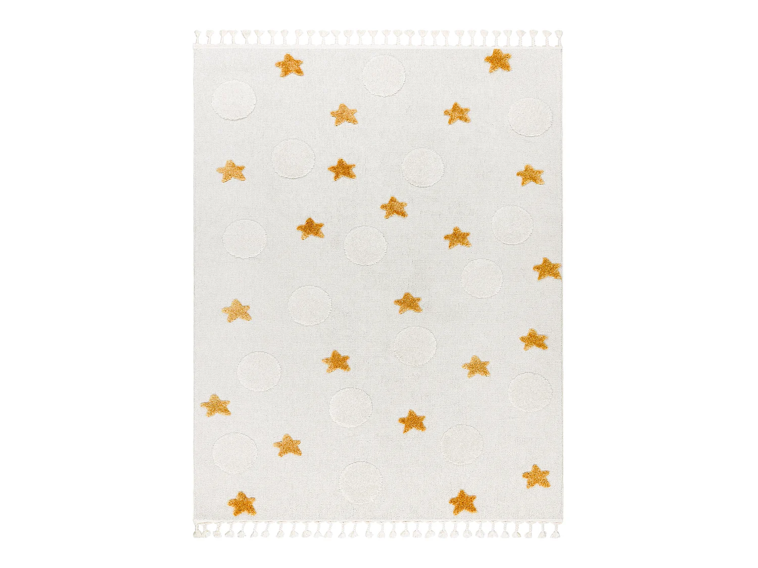 Tapis YOYO GD75 blanc / orange - étoiles, cercles en peluche pour enf 120x170 cm