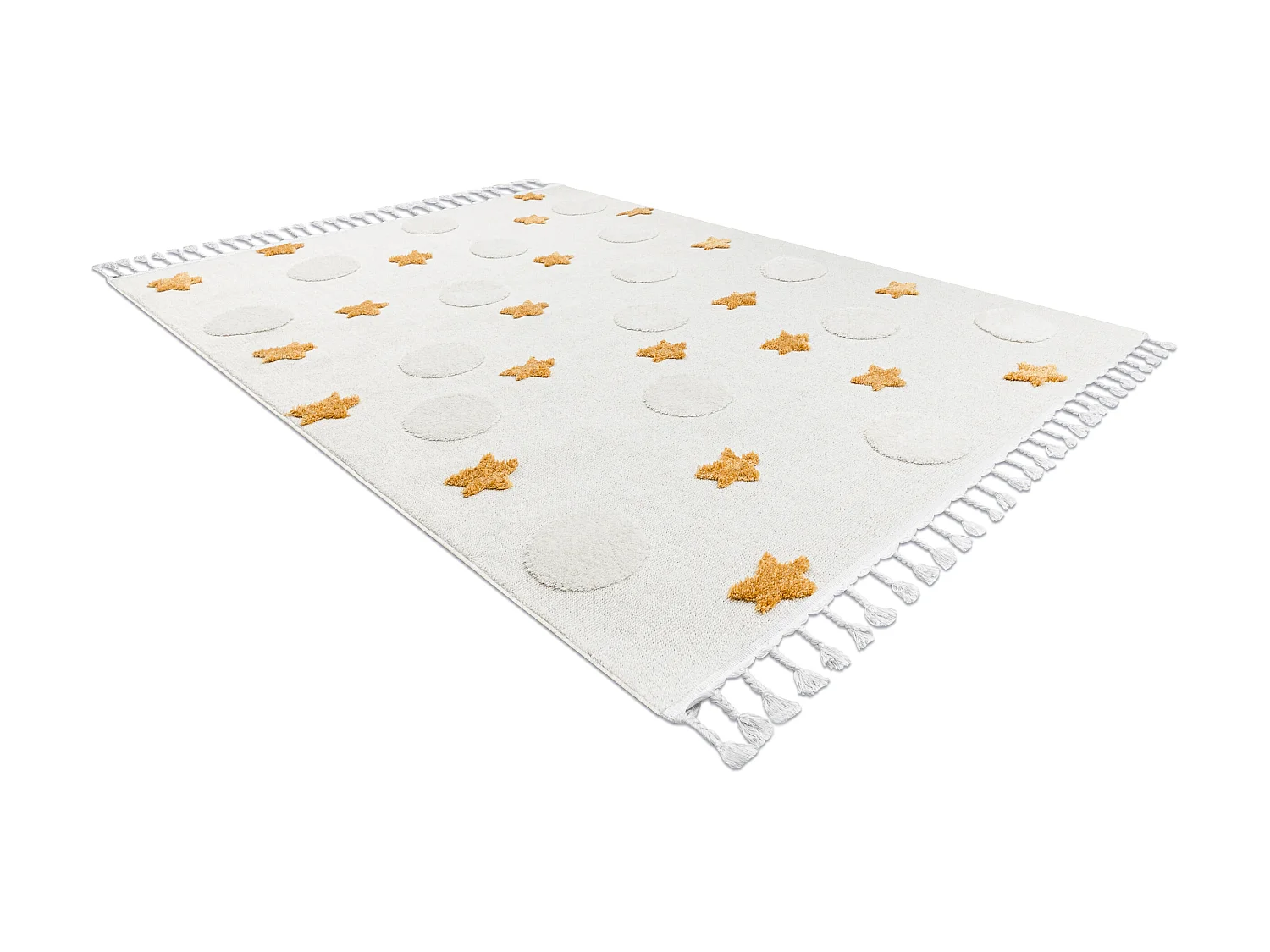 Tapis YOYO GD75 blanc / orange - étoiles, cercles en peluche pour enf 120x170 cm