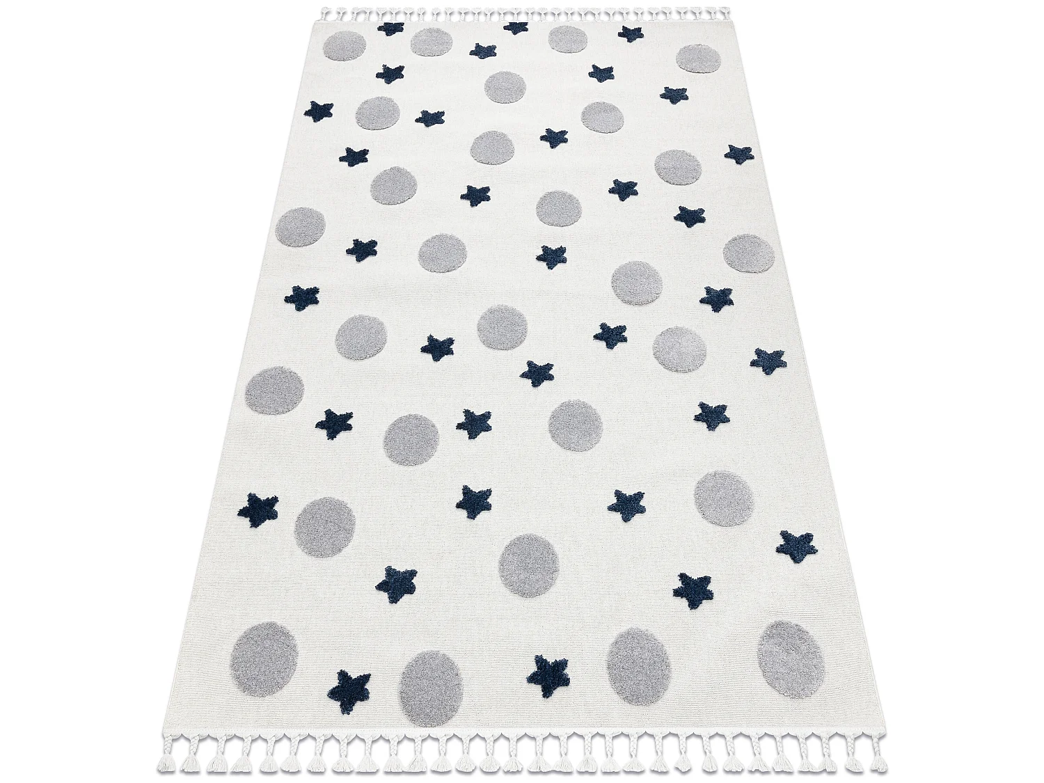Tapis YOYO GD75 blanc / gris - étoiles, cercles en peluche pour enfan 120x170 cm