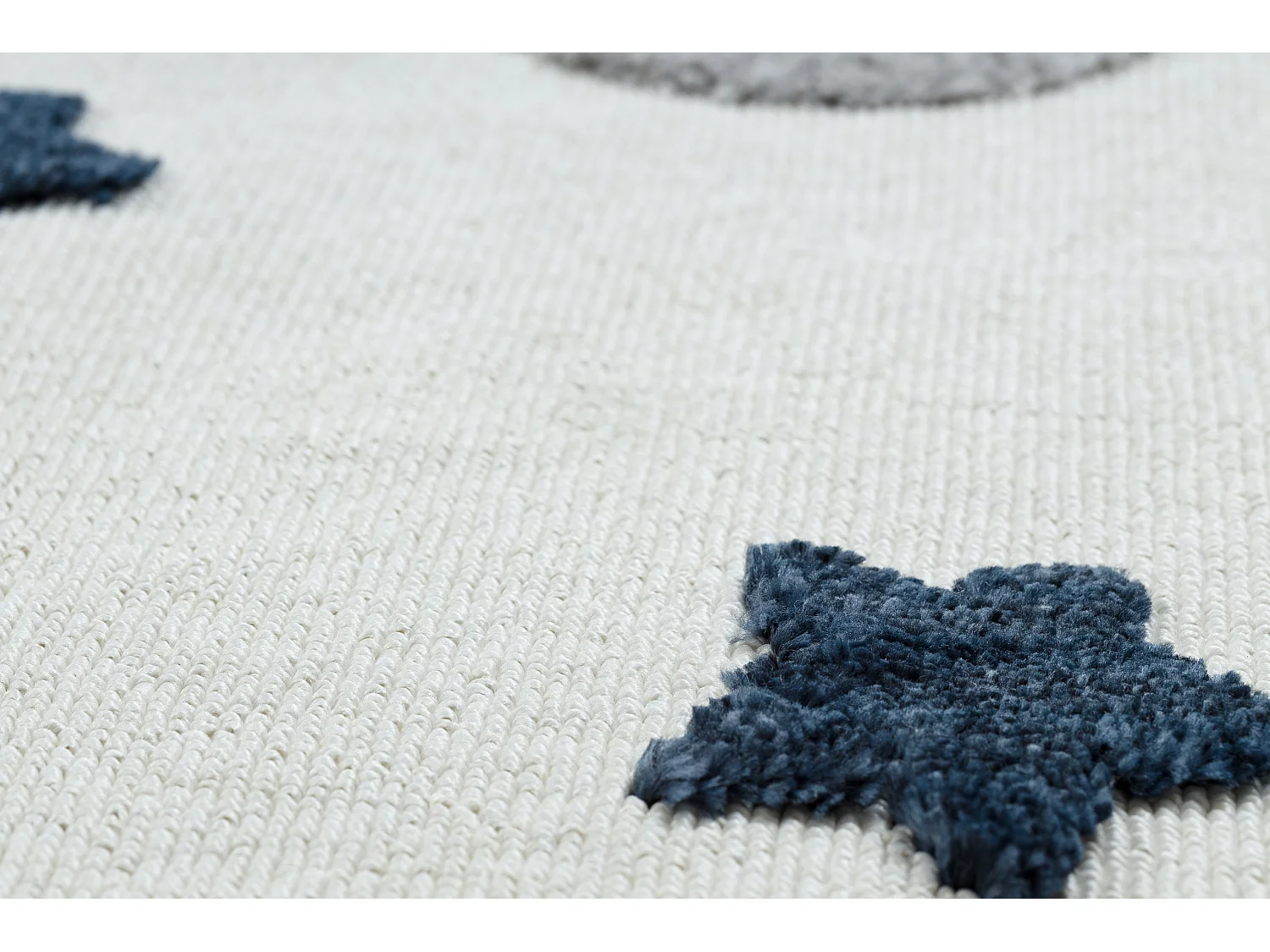 Tapis YOYO GD75 blanc / gris - étoiles, cercles en peluche pour enfan 120x170 cm