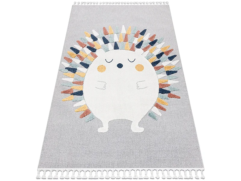 Tapis YOYO GD73 gris/blanc - Hérisson en peluche pour enfants, struct 80x150 cm
