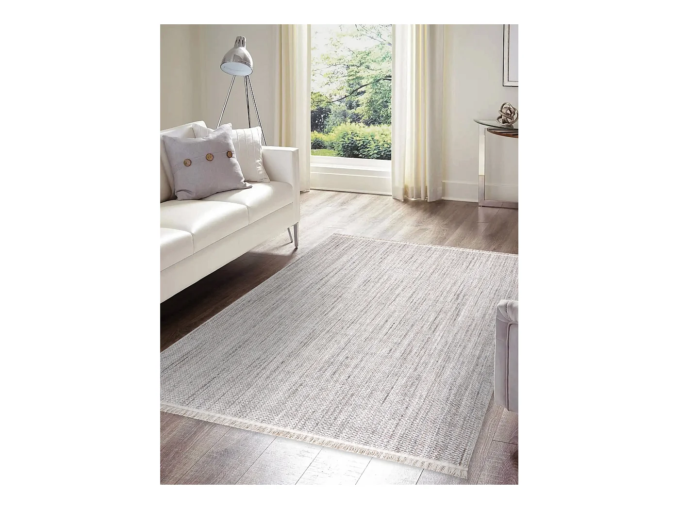 Vloerkleed NANO FH93A Melange, lus, platgeweven grijs 80x150 cm
