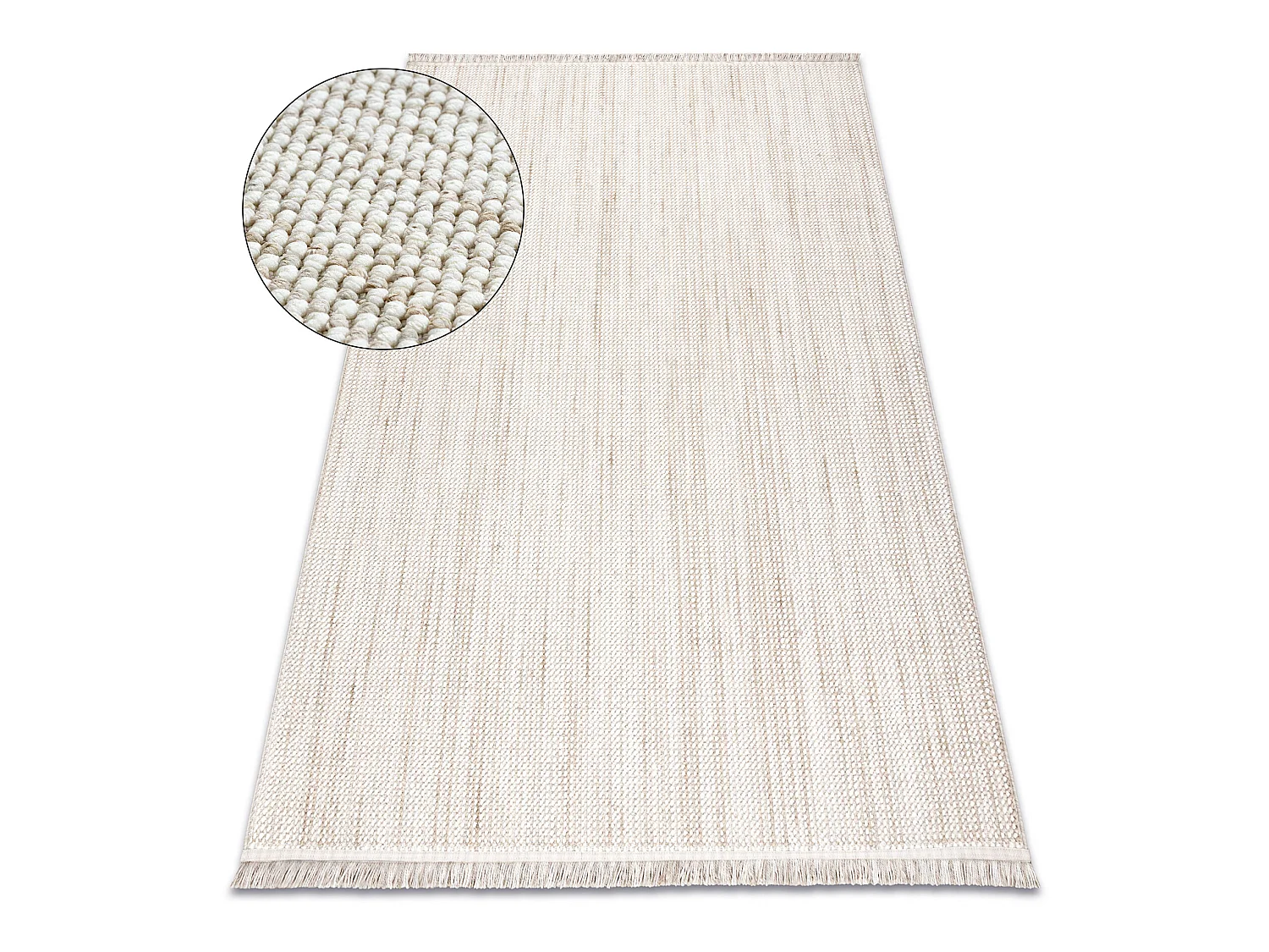 Vloerkleed NANO EO78A Melange, lus, platgeweven wit / beige 200x290 cm