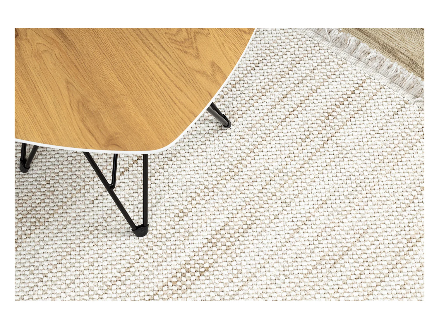 Vloerkleed NANO EO78A Melange, lus, platgeweven wit / beige 200x290 cm