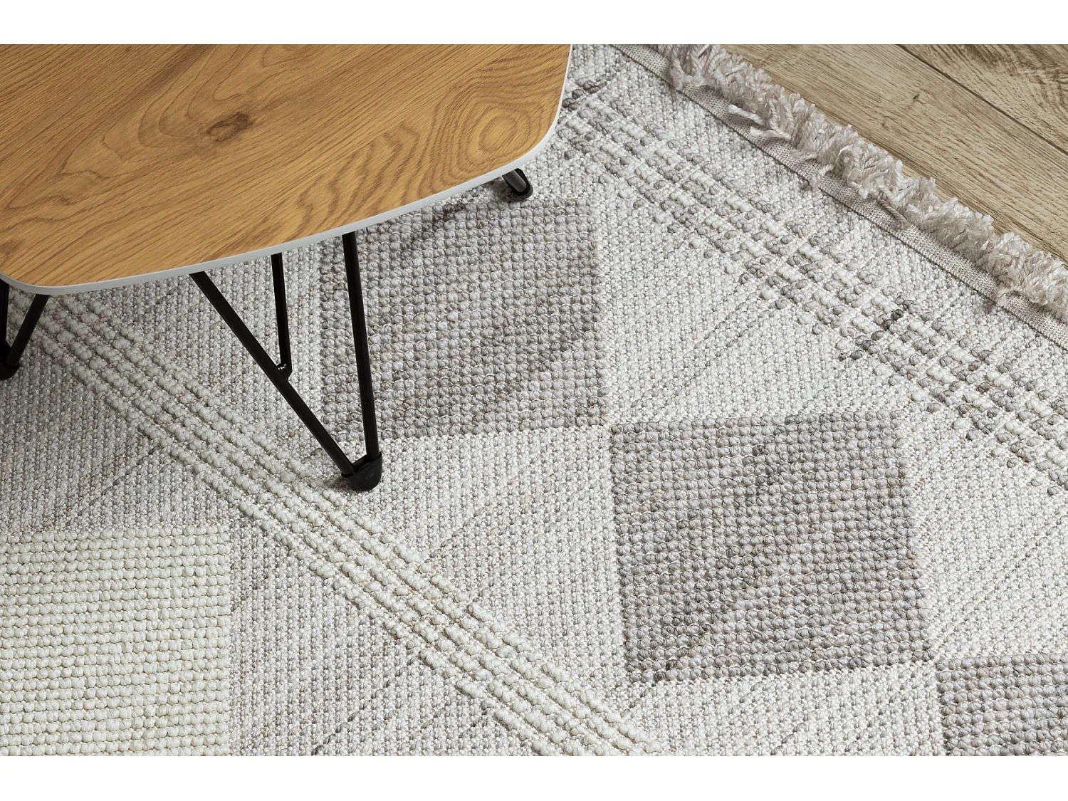 Vloerkleed NANO EO61A Diamanten, lus, platgeweven grijs / wit 120x170 cm