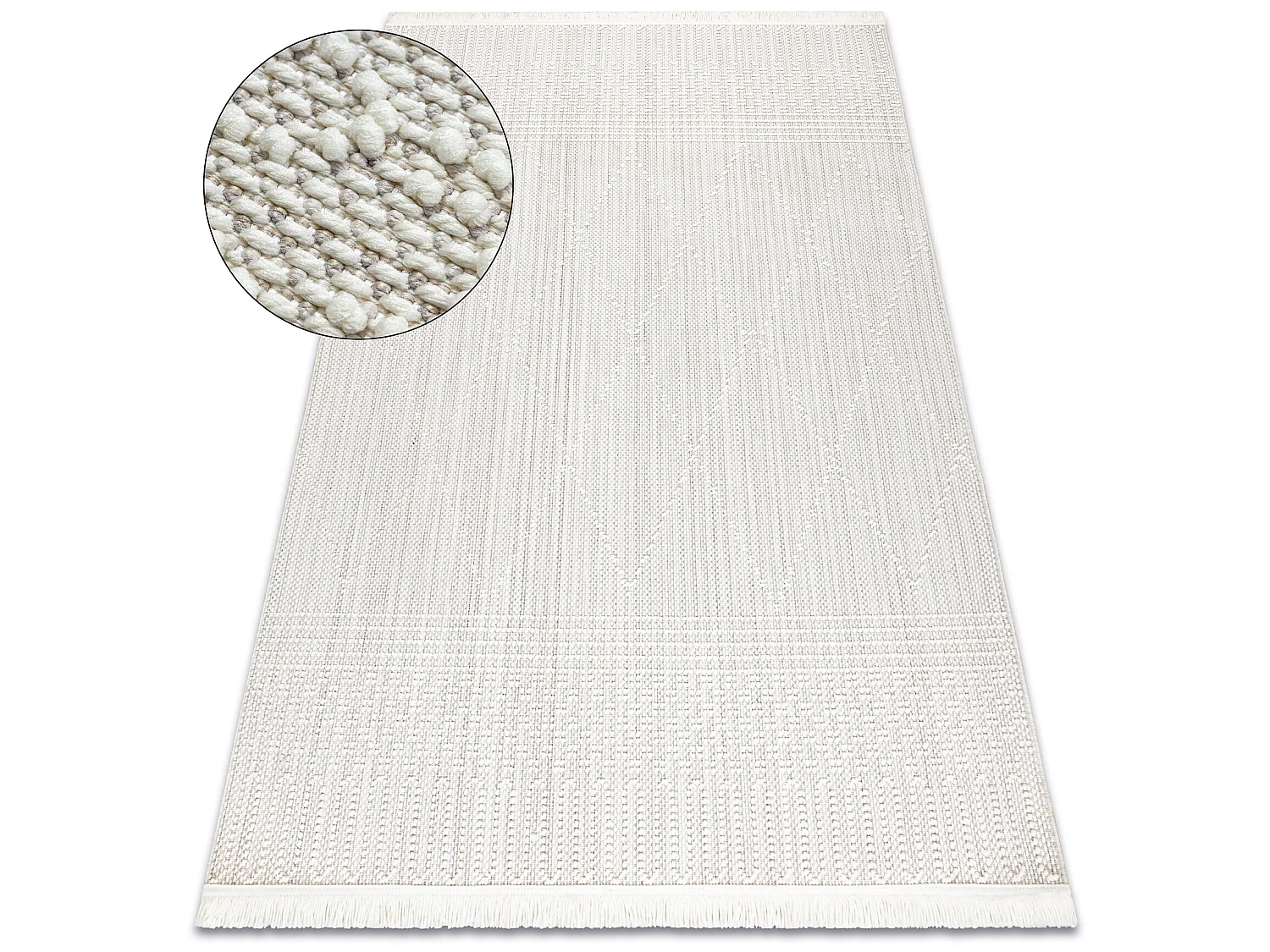 Vloerkleed NANO EM52A Diamanten, lus, platgeweven wit 240x330 cm