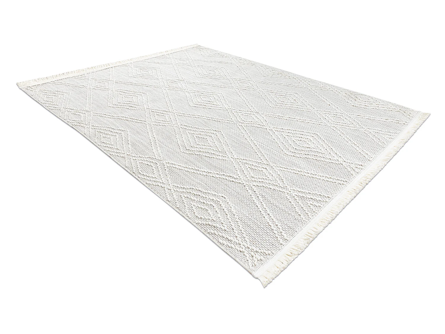 Vloerkleed NANO EN14A Diamanten, lus, platgeweven wit 80x150 cm