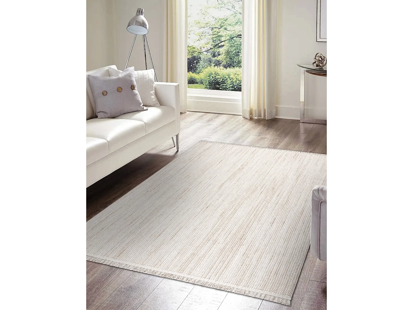 Tapis NANO EO78A Melange, bouclé, tissé plat blanc / beige 80x150 cm