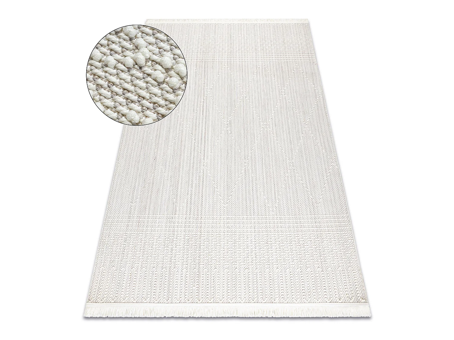 Vloerkleed NANO EM52A Diamanten, lus, platgeweven wit 140x190 cm