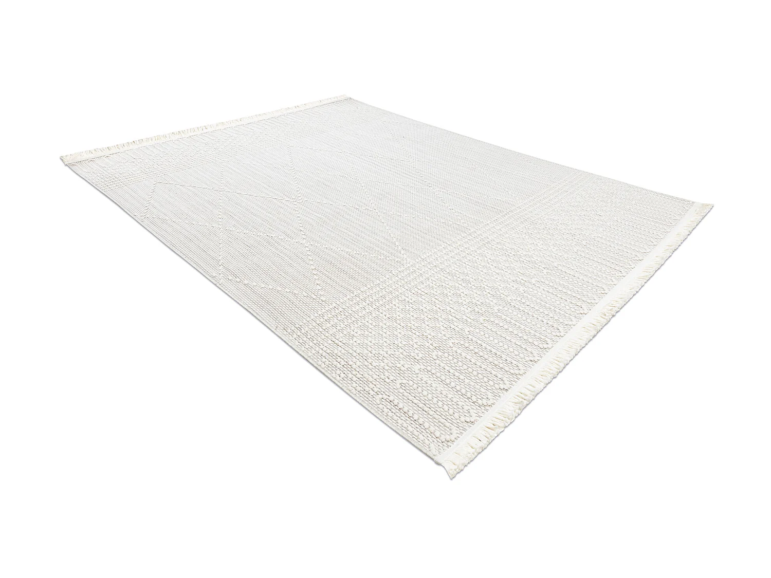 Vloerkleed NANO EM52A Diamanten, lus, platgeweven wit 140x190 cm