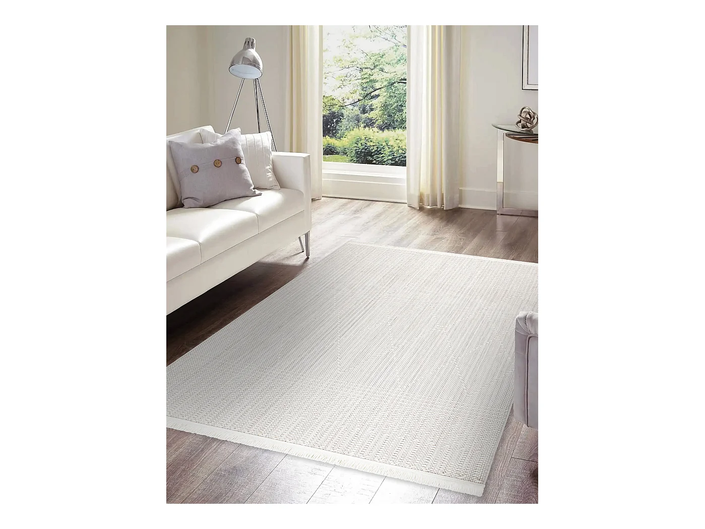 Vloerkleed NANO EM52A Diamanten, lus, platgeweven wit 140x190 cm