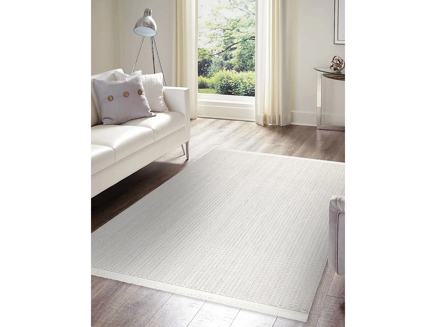 Vloerkleed NANO EM52A Diamanten, lus, platgeweven wit 180x270 cm