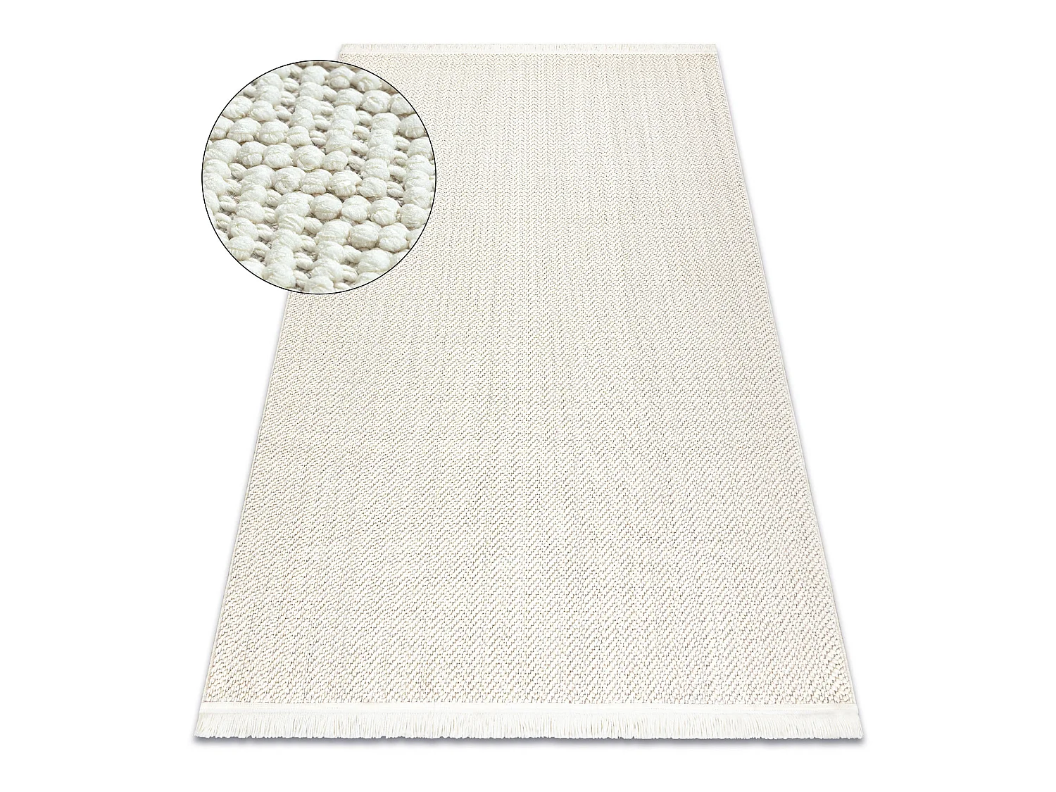 Tapis NANO FJ86B Chevron, bouclé, tissé plat blanc 180x270 cm