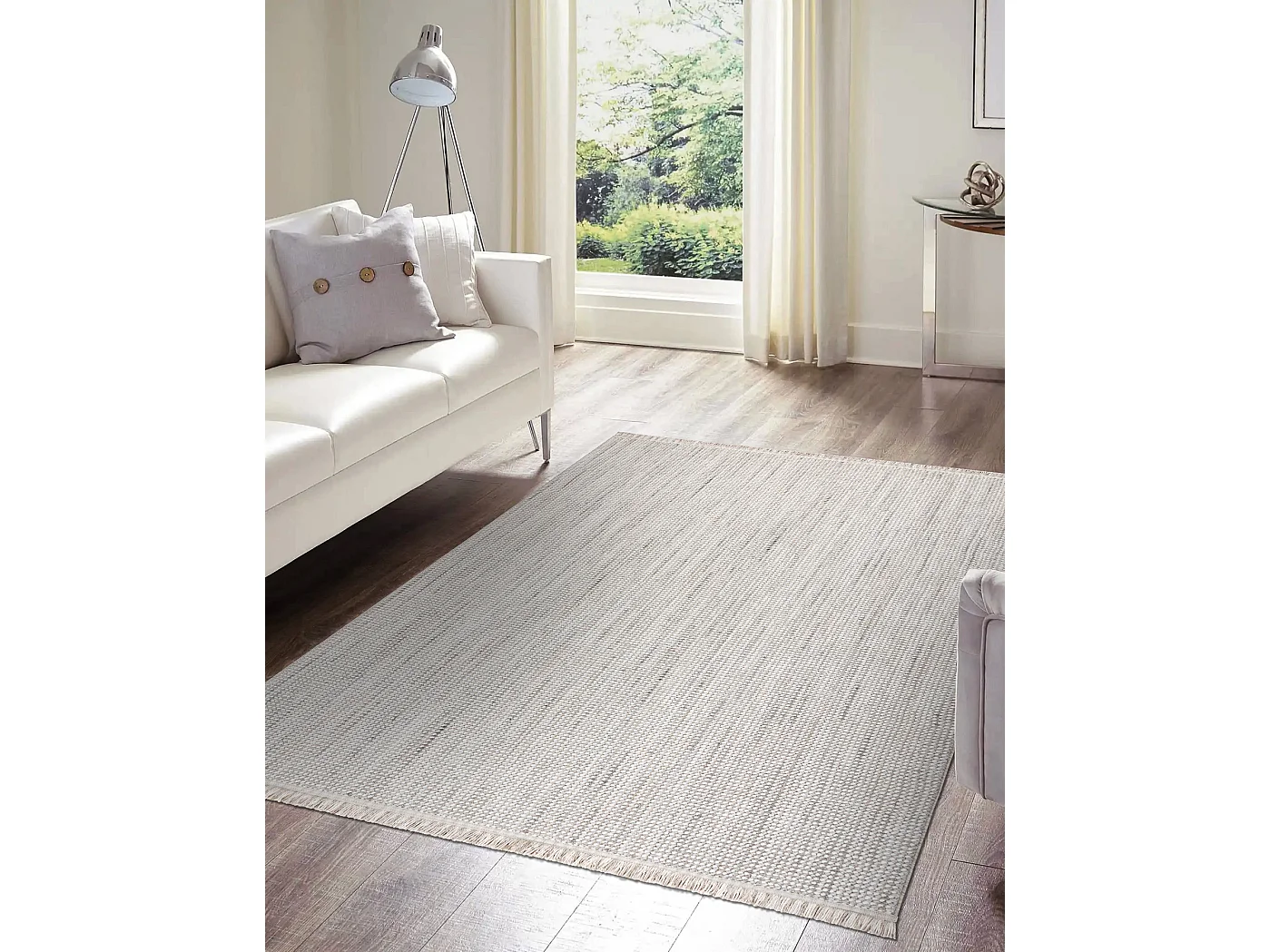 Vloerkleed NANO EO78B Melange, lus, platgeweven wit / grijs 80x150 cm