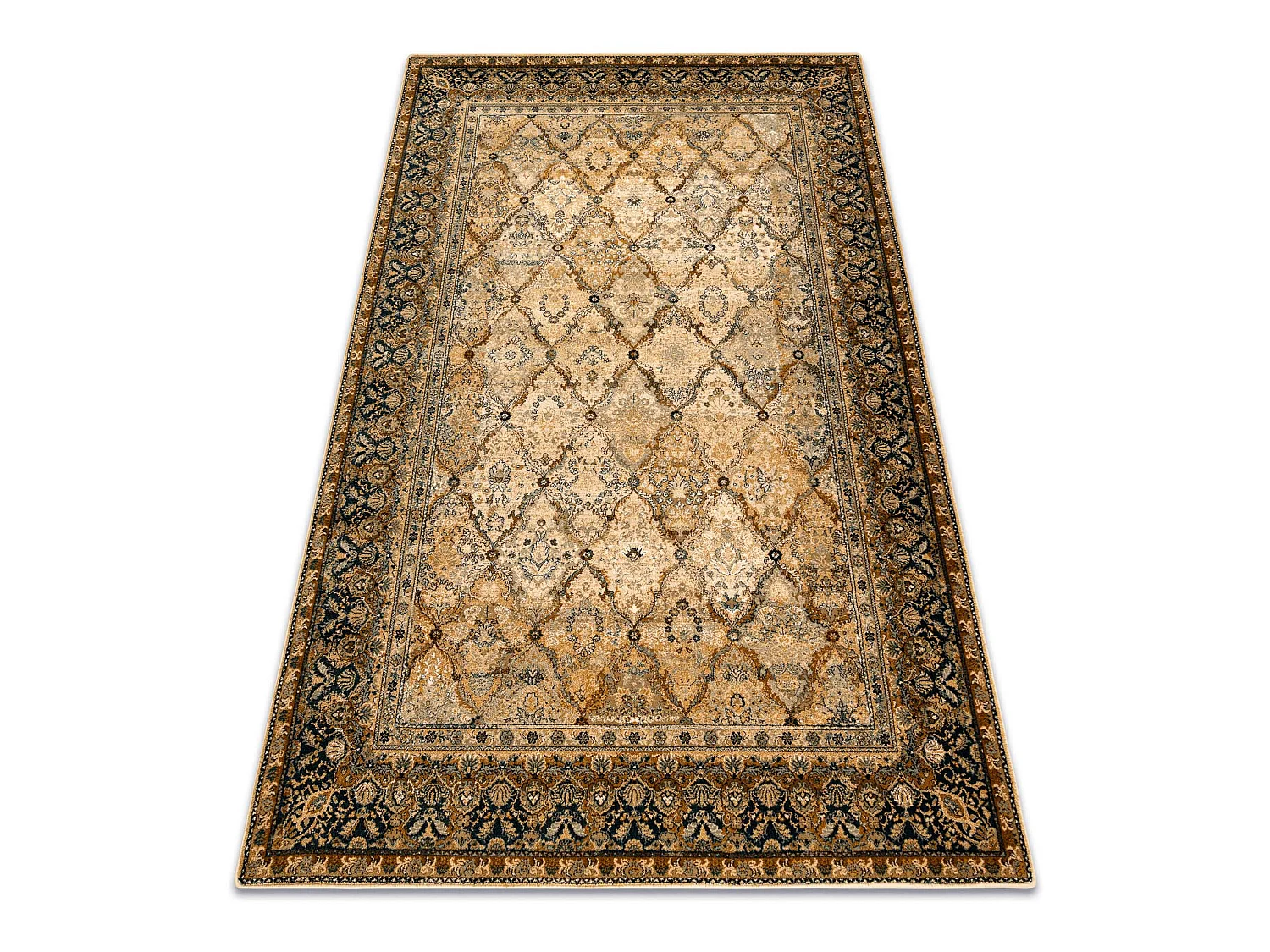 Tapijt OMEGA Grenada Kader, ruit, oosters - Cognac  170x235 cm
