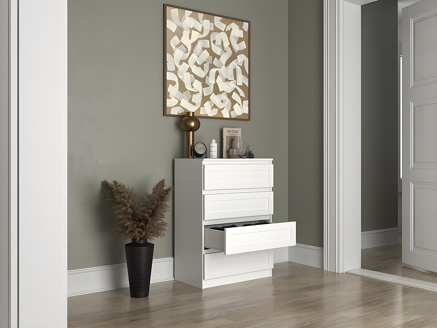 AKORD Commode 2 Tiroirs K60 - Meuble Rangement Compact 60x55x40 Cm - Aulne - Chambre, Salon, Entrée