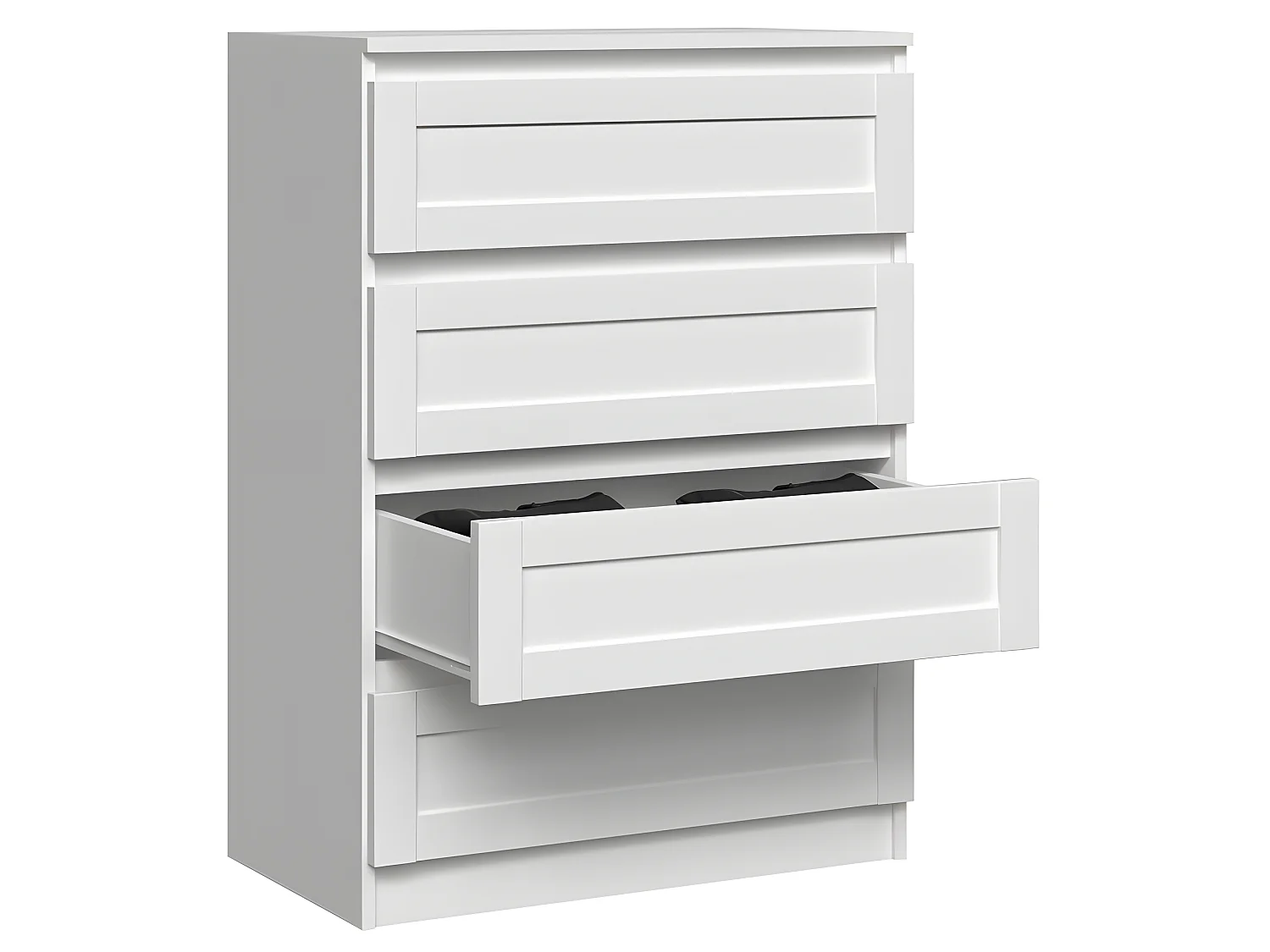 PERRY - Commode de chambre 4 tiroirs - Style classique - 70x40x97 cm - Meuble de rangement