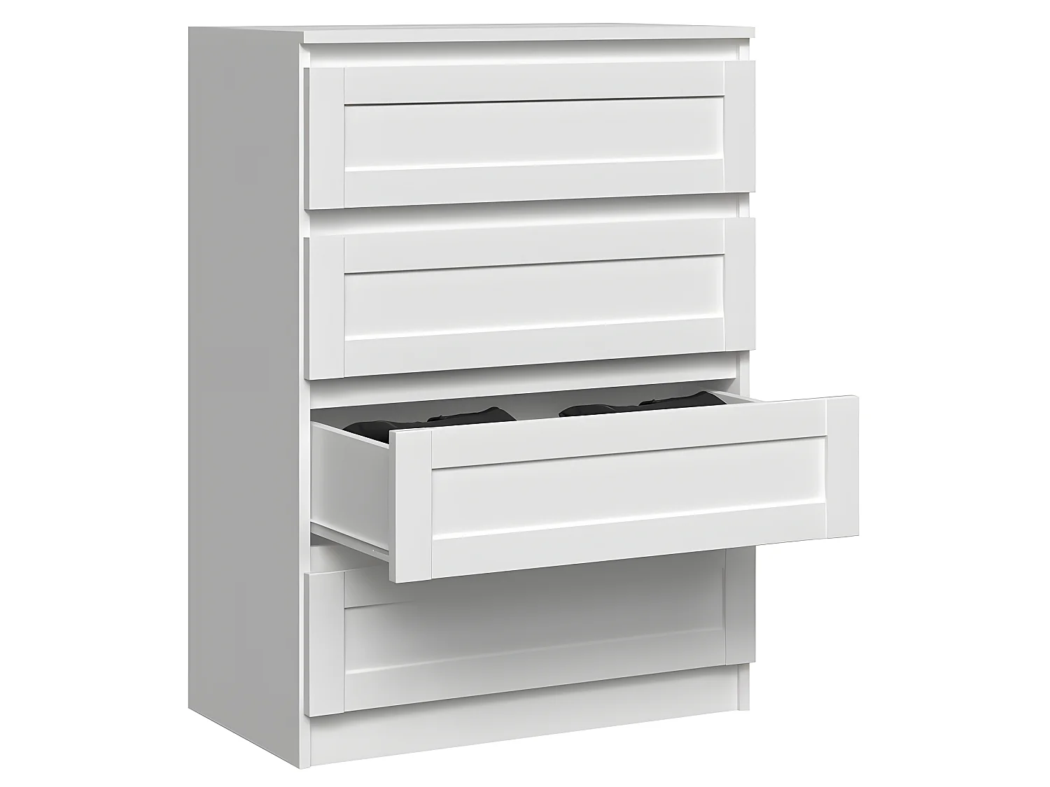 PERRY - Commode de chambre 4 tiroirs - Style classique - 70x40x97 cm - Meuble de rangement