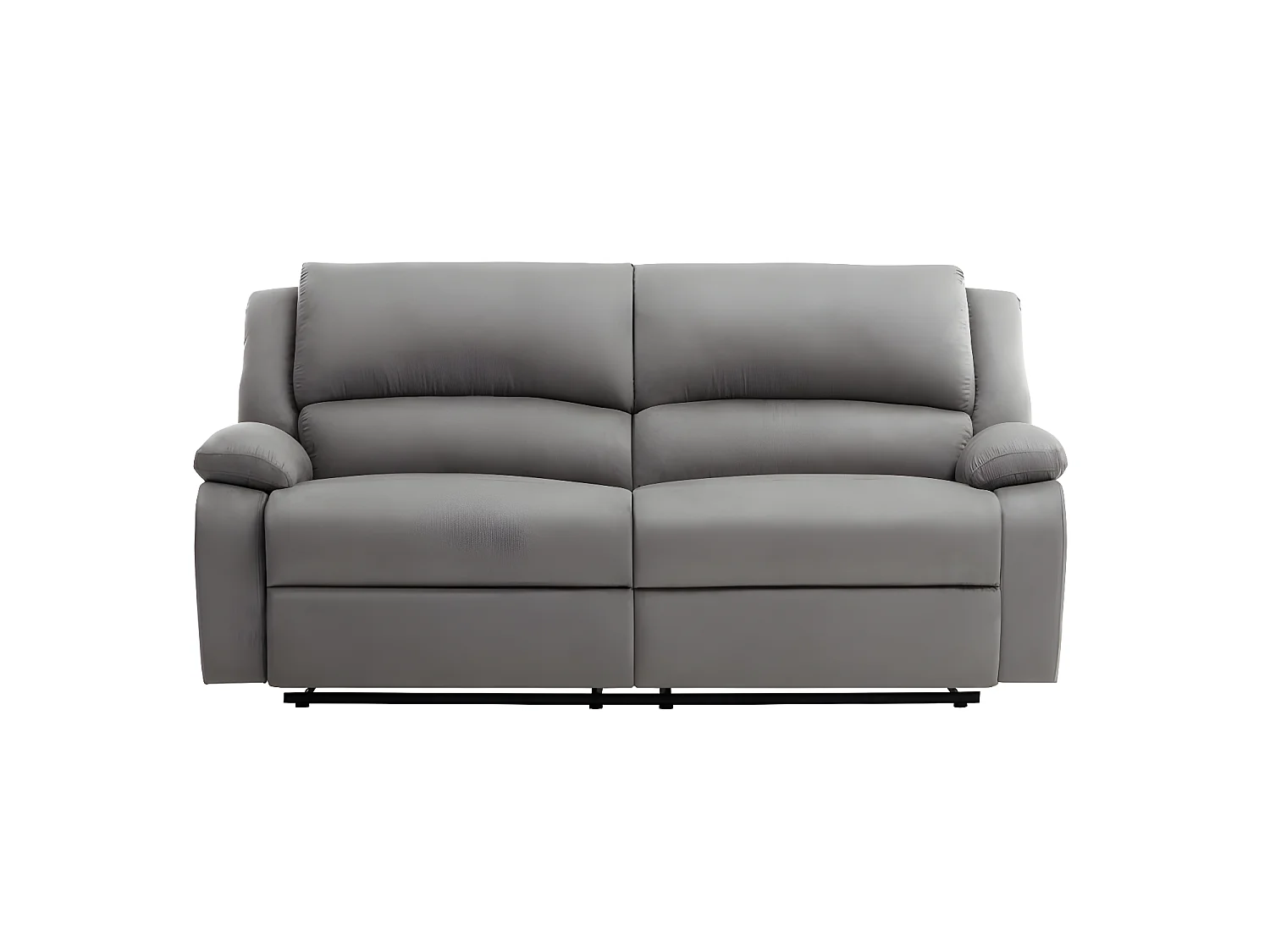 Canapé relax manuel 3 places avec 2 assises XXL Léo en microfibre - Gris - L193 x P93 x H96cm - Loungitude