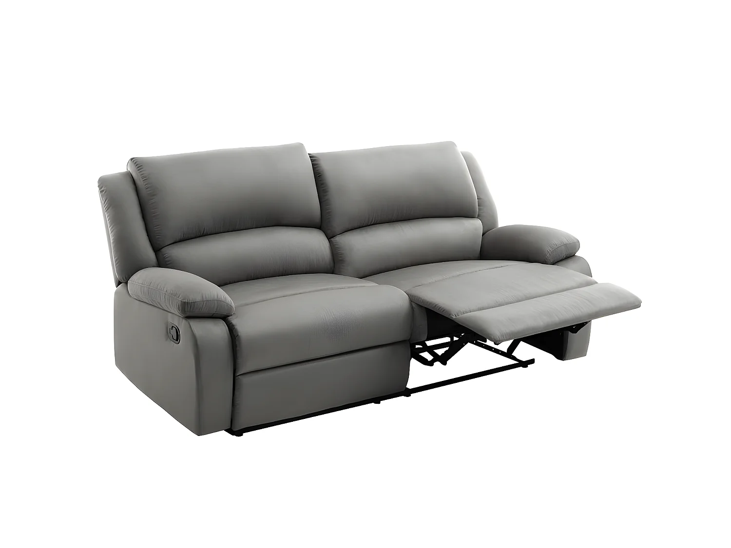 Canapé relax manuel 3 places avec 2 assises XXL Léo en microfibre - Gris - L193 x P93 x H96cm - Loungitude