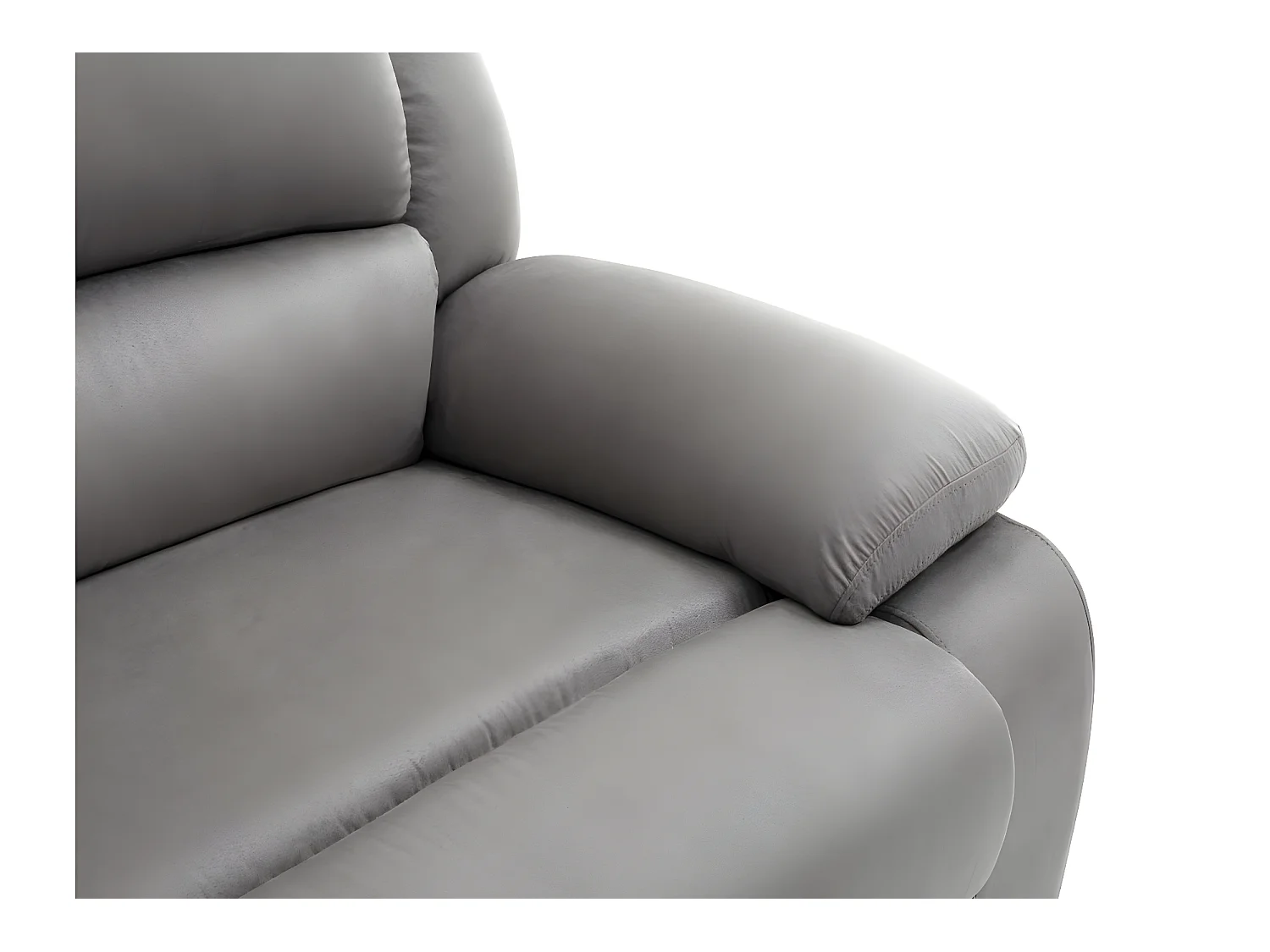 Canapé relax manuel 3 places avec 2 assises XXL Léo en microfibre - Gris - L193 x P93 x H96cm - Loungitude