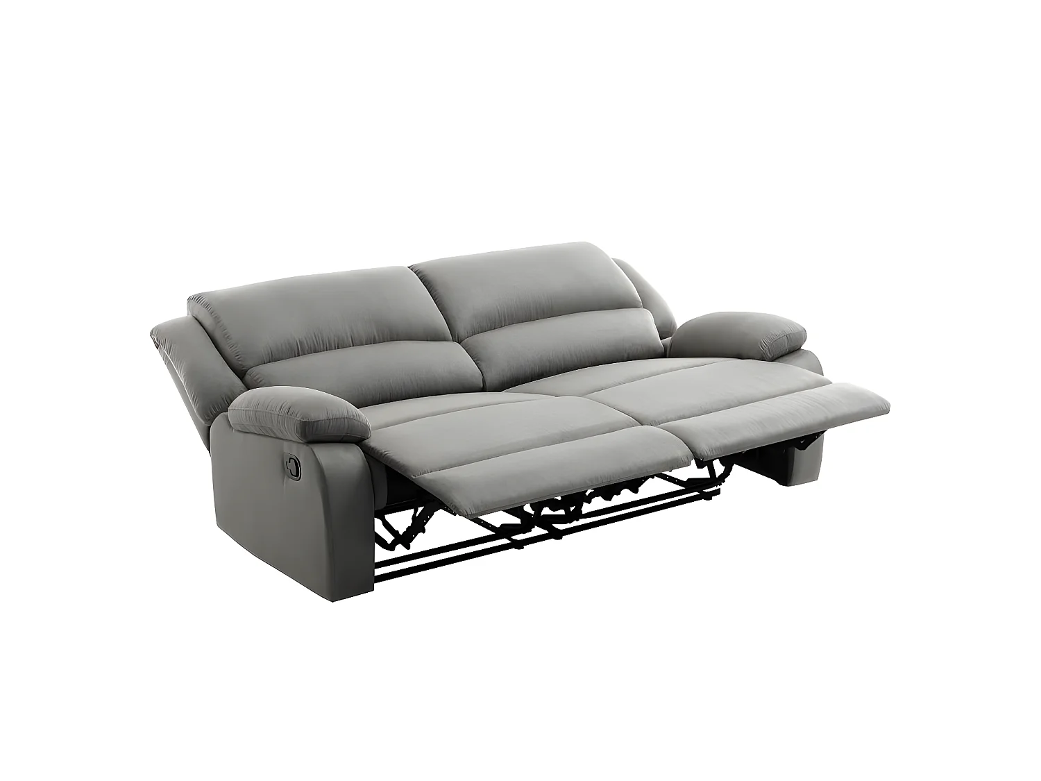Canapé relax manuel 3 places avec 2 assises XXL Léo en microfibre - Gris - L193 x P93 x H96cm - Loungitude